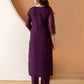 Purple Silk Embroidered Straight Kurta Set with Pant & Dupatta