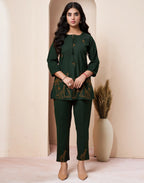 Cotton Printed Boat Neck Co-ord Set