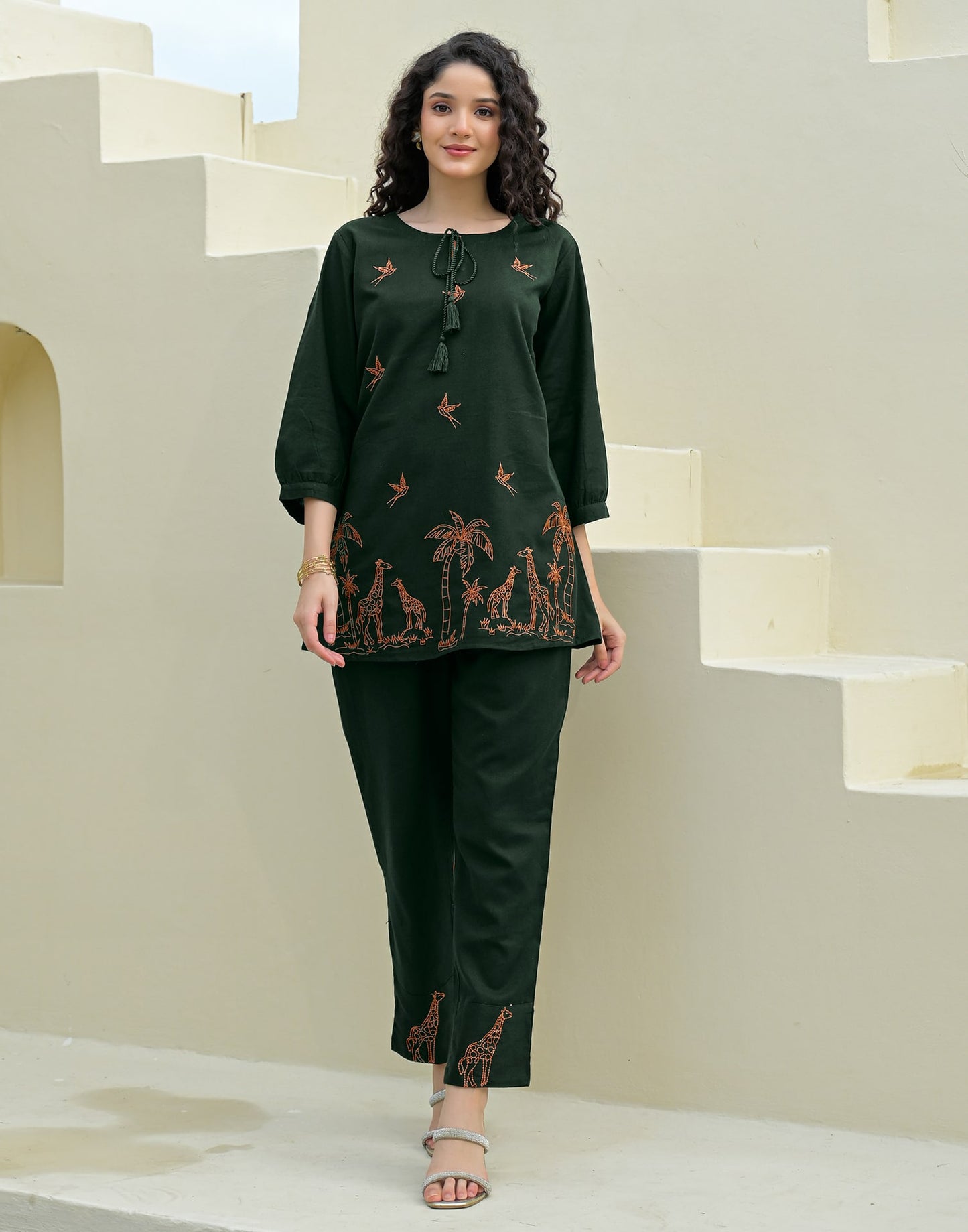 Cotton Printed Boat Neck Co-ord Set