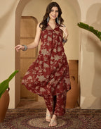 Cotton Printed V-Neck Co-ord Set