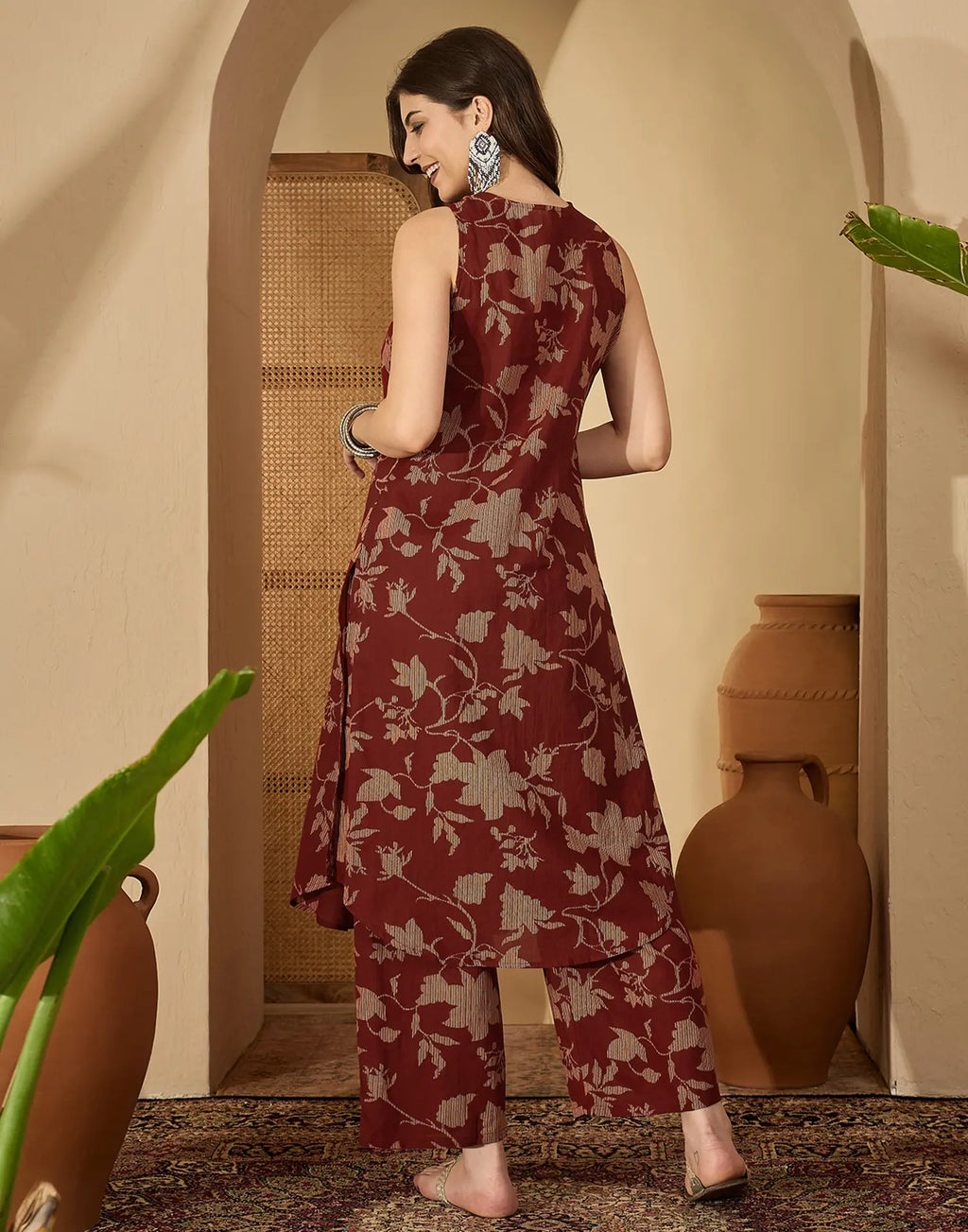 Cotton Printed V-Neck Co-ord Set