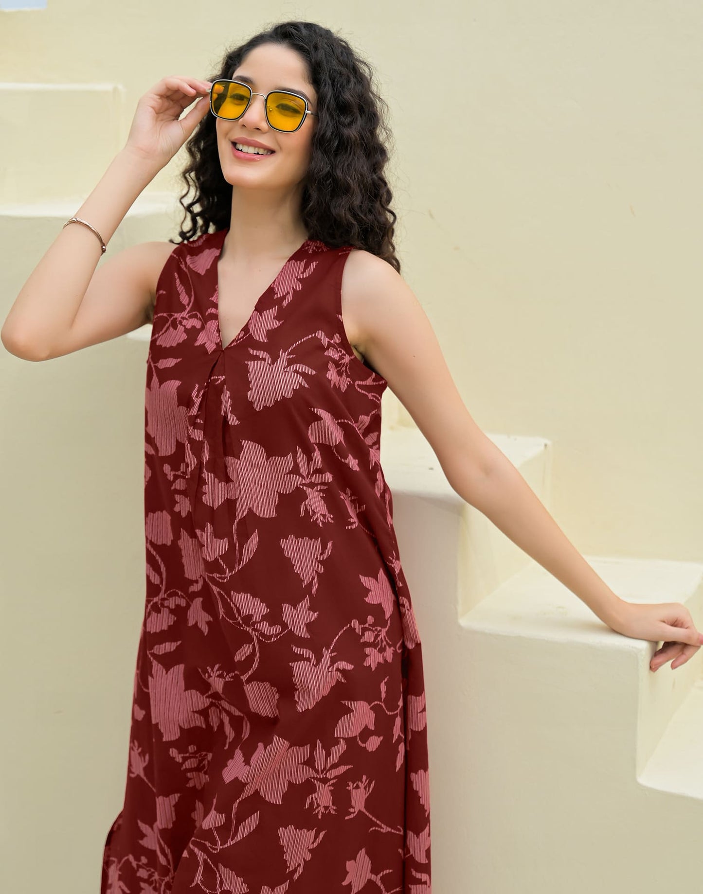 Cotton Printed V-Neck Co-ord Set