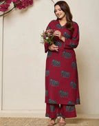 Cotton Printed V-Neck Co-ord Set