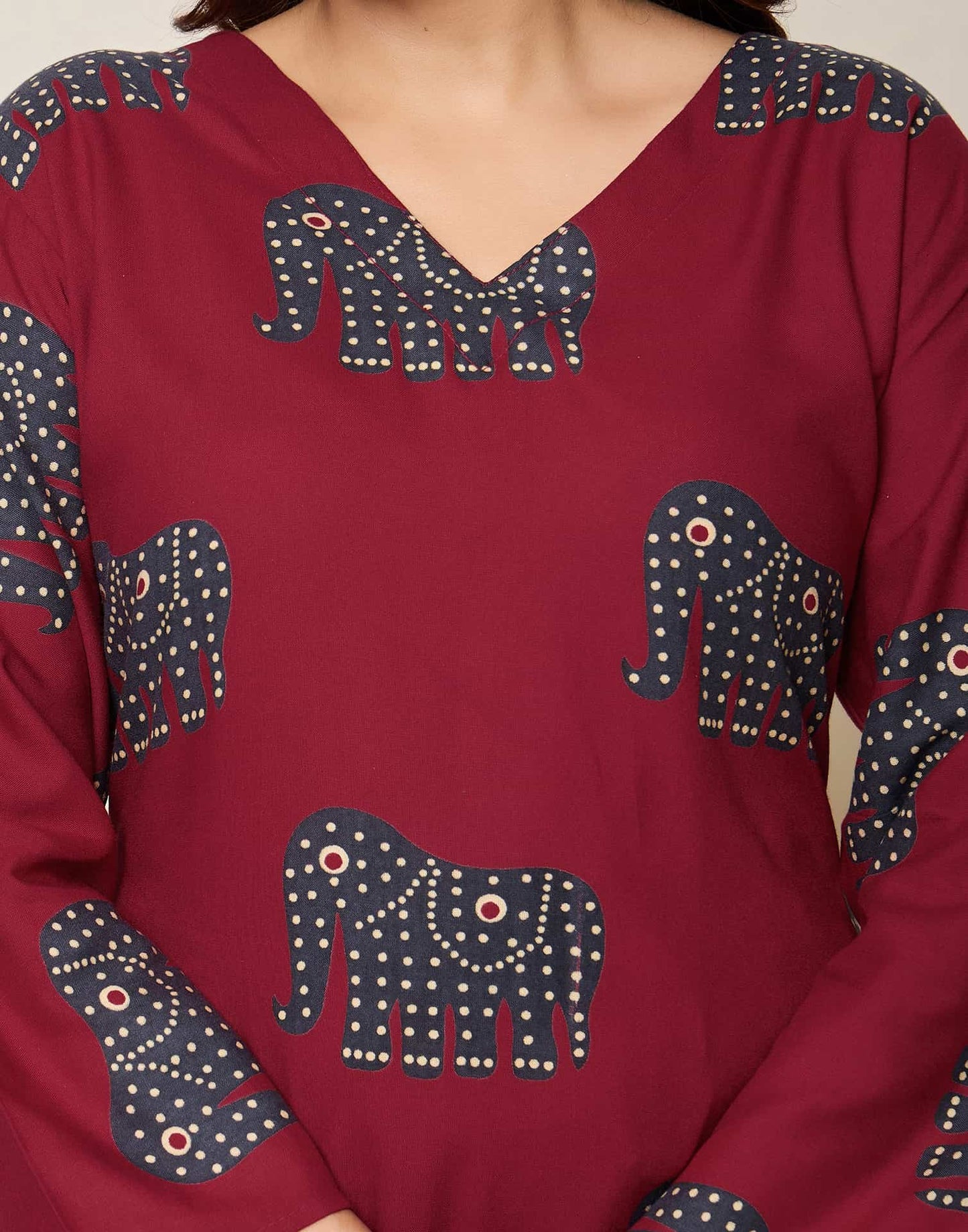 Cotton Printed V-Neck Co-ord Set