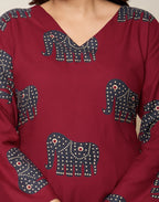 Cotton Printed V-Neck Co-ord Set