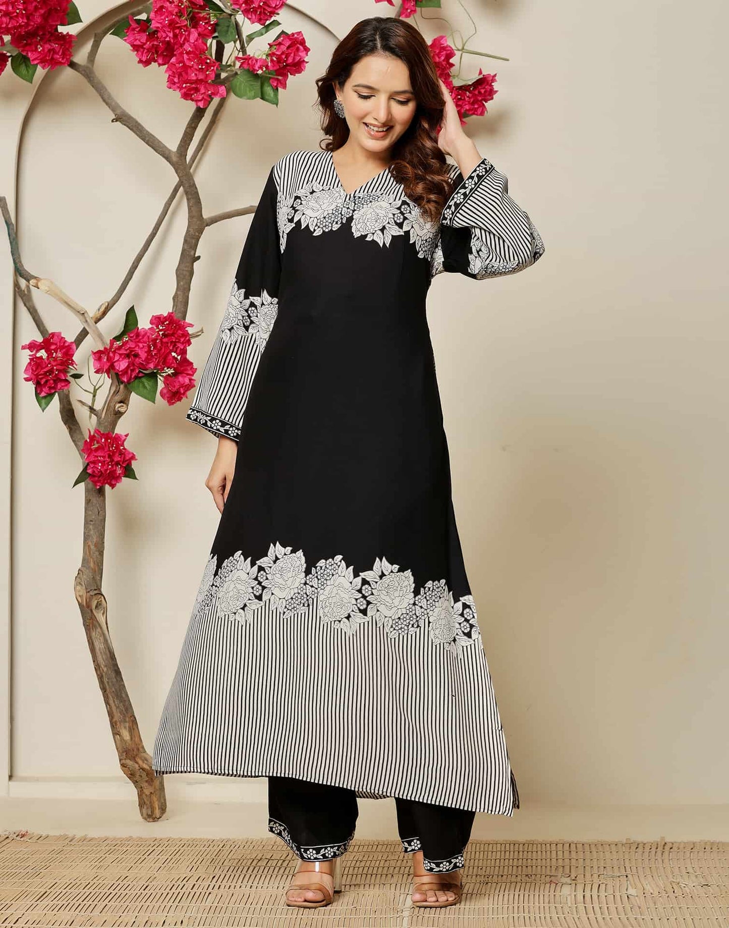 Cotton Printed V-Neck Co-ord Set