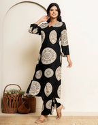 Cotton Printed V-Neck Co-ord Set