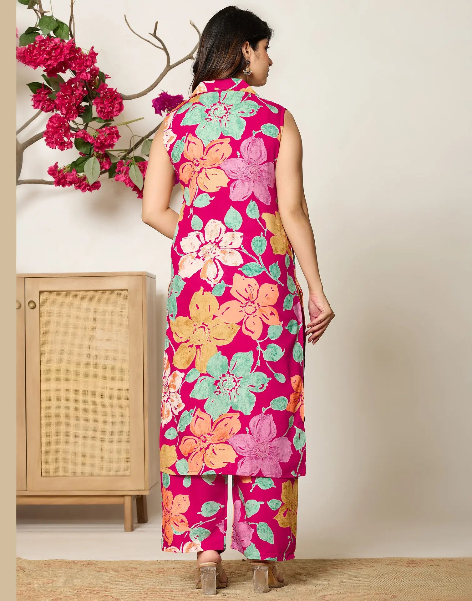 Rayon Printed V-Neck Co-ord Set