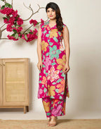 Rayon Printed V-Neck Co-ord Set