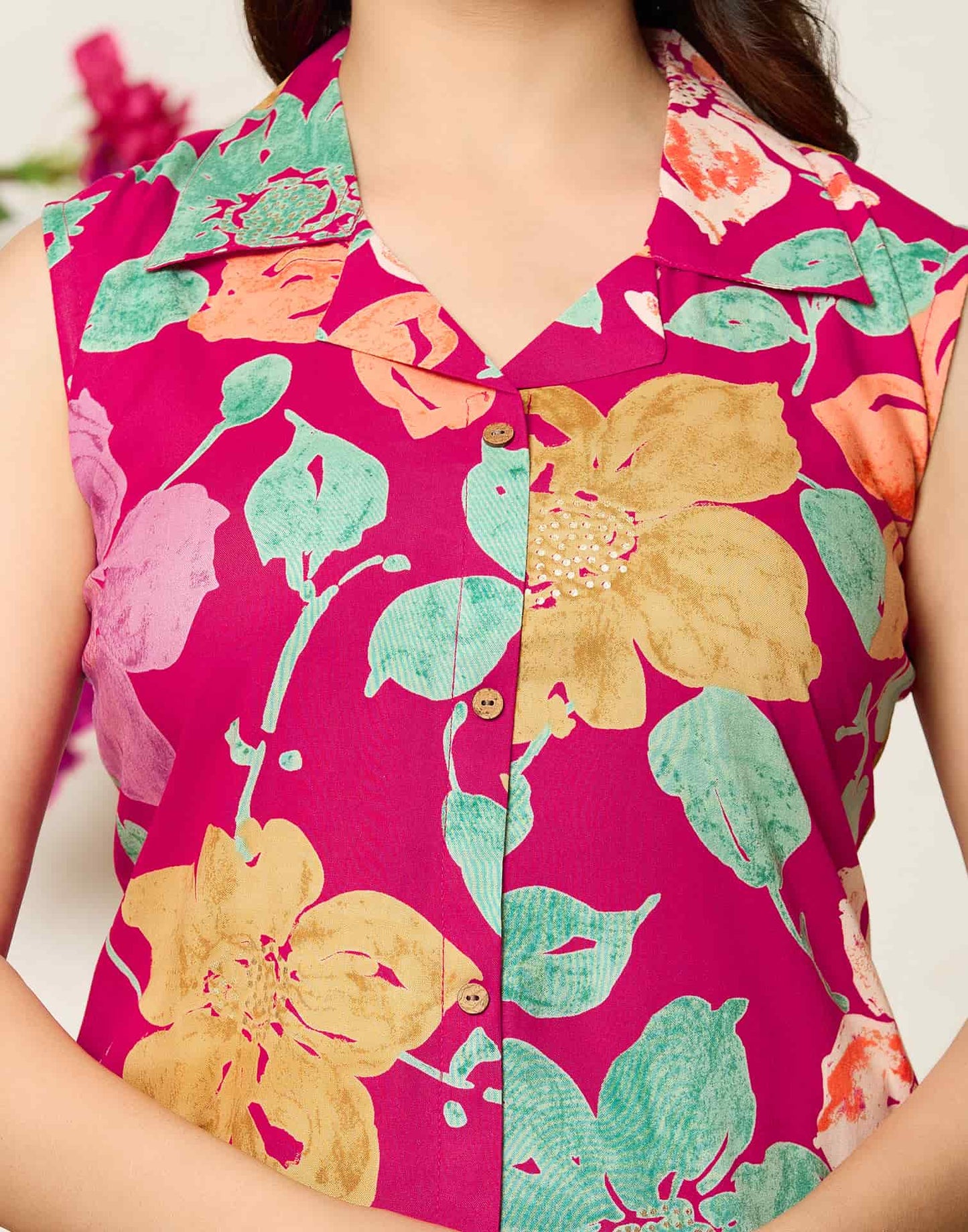 Rayon Printed V-Neck Co-ord Set