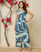 Rayon Printed V-Neck Co-ord Set
