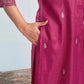 Silk Blend Embroidered Straight Kurta with Pant & Dupatta