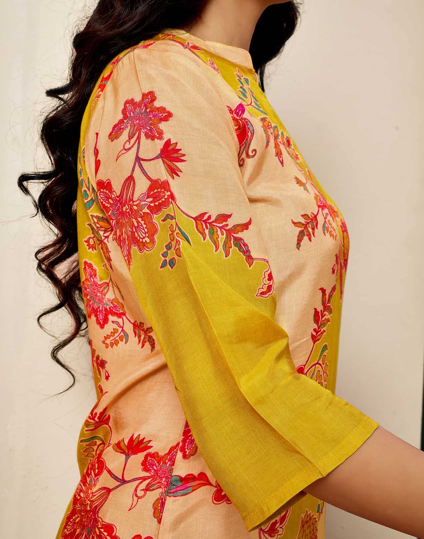 Silk Blend Printed V-Neck Co-ord Set