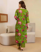Cotton Printed Straight Kurta with Pant & Dupatta