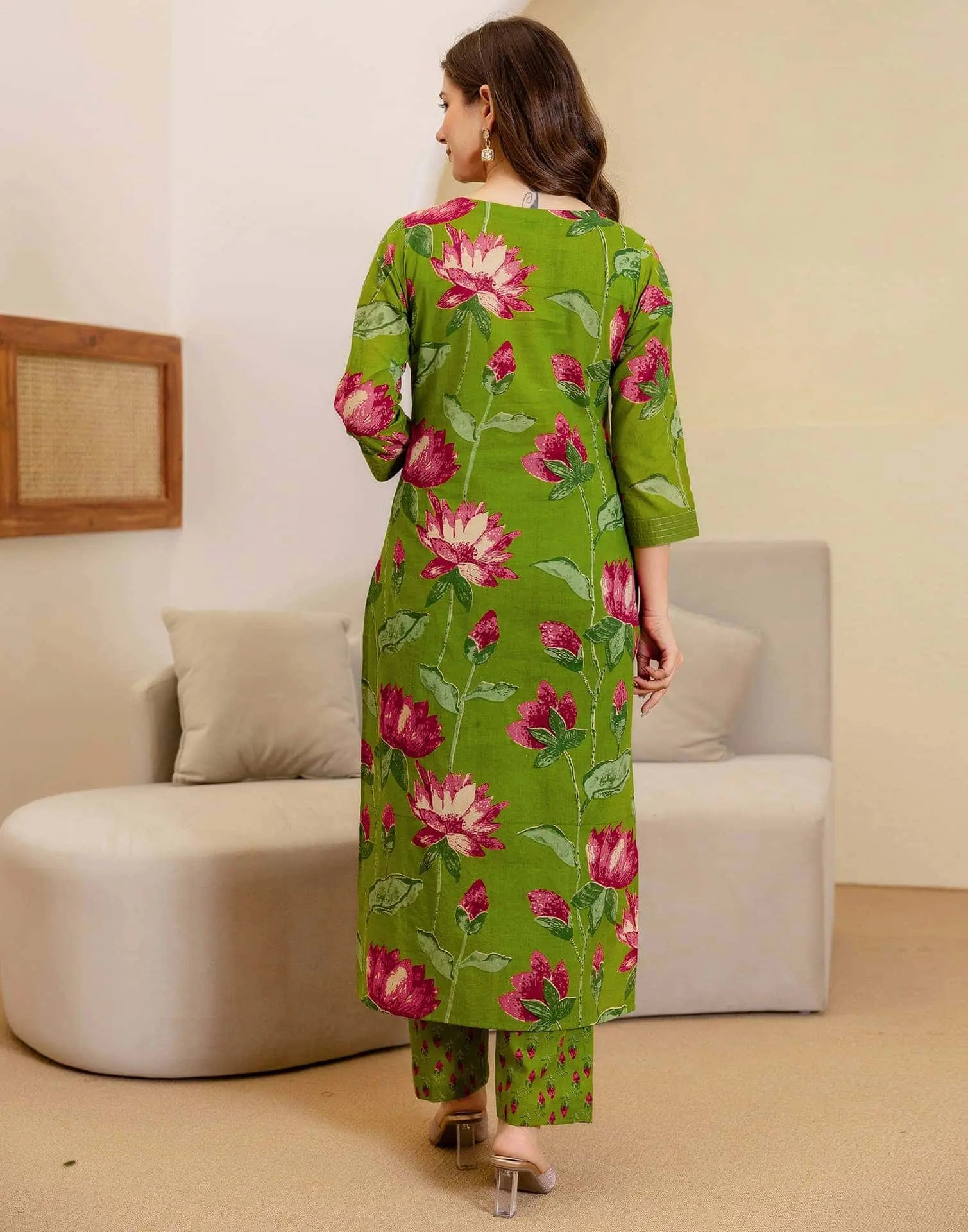 Cotton Printed Straight Kurta with Pant & Dupatta