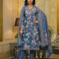 Cotton Straight Printed V-Neck Kurta with Pant & Dupatta