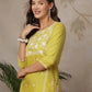 Cotton Blend Chikankari Straight Round Neck Short Kurti