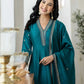 Silk Flared Embroidery V-Neck Kurta with Pant & Dupatta
