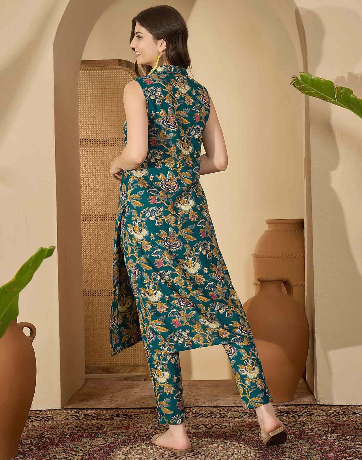 Rayon Printed V-Neck Co-ord Set