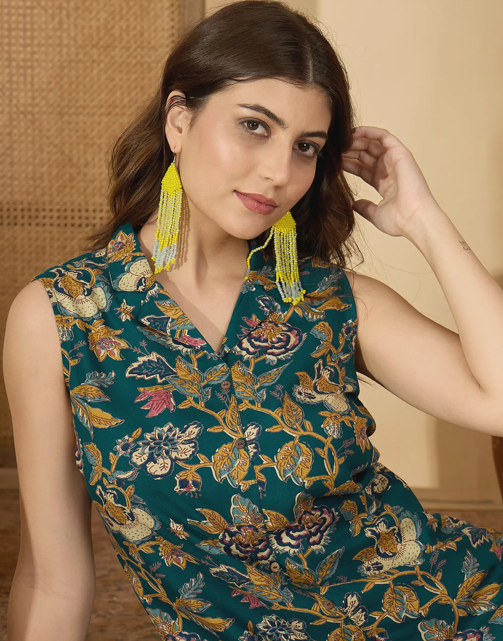 Rayon Printed V-Neck Co-ord Set
