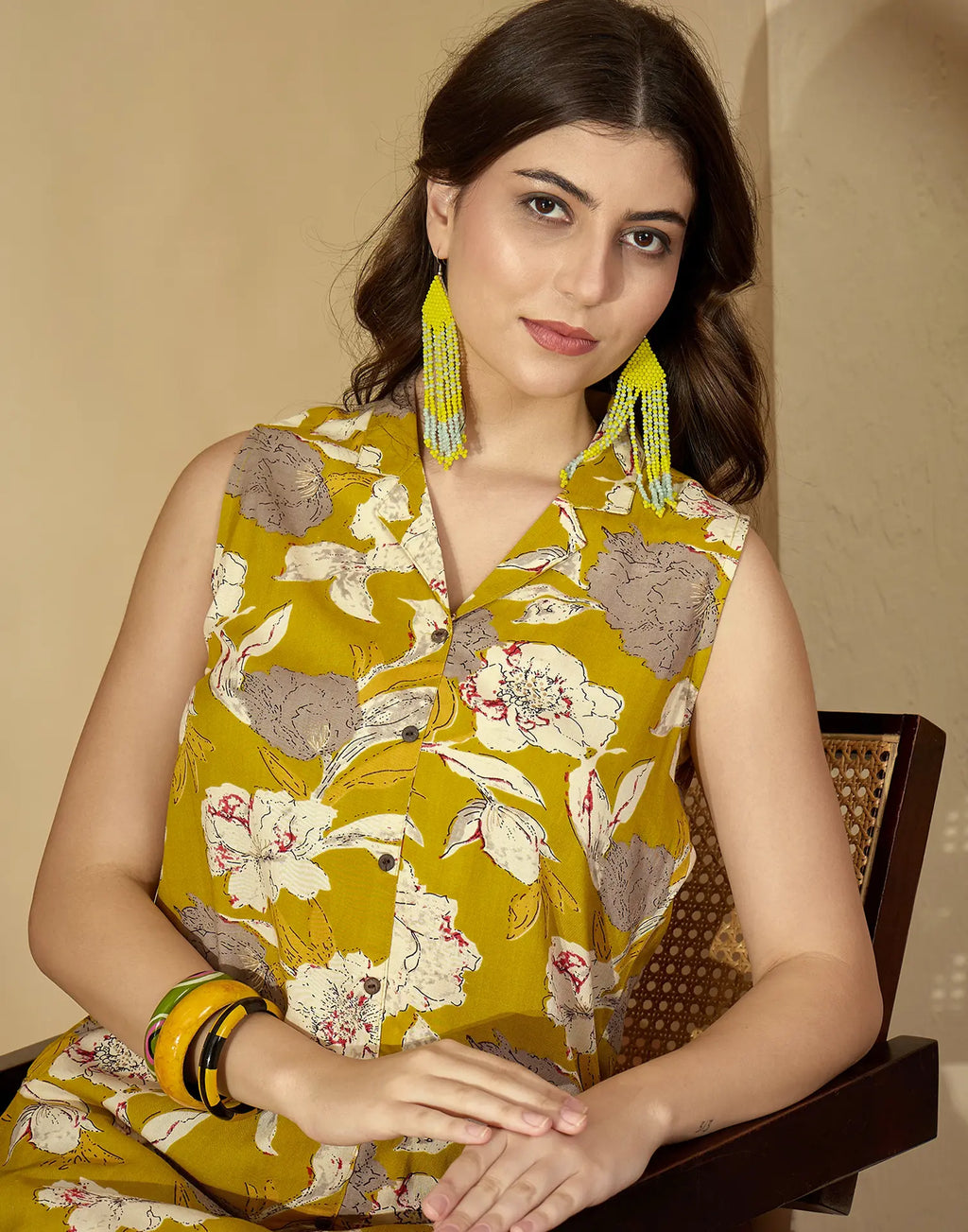 Rayon Printed V-Neck Co-ord Set