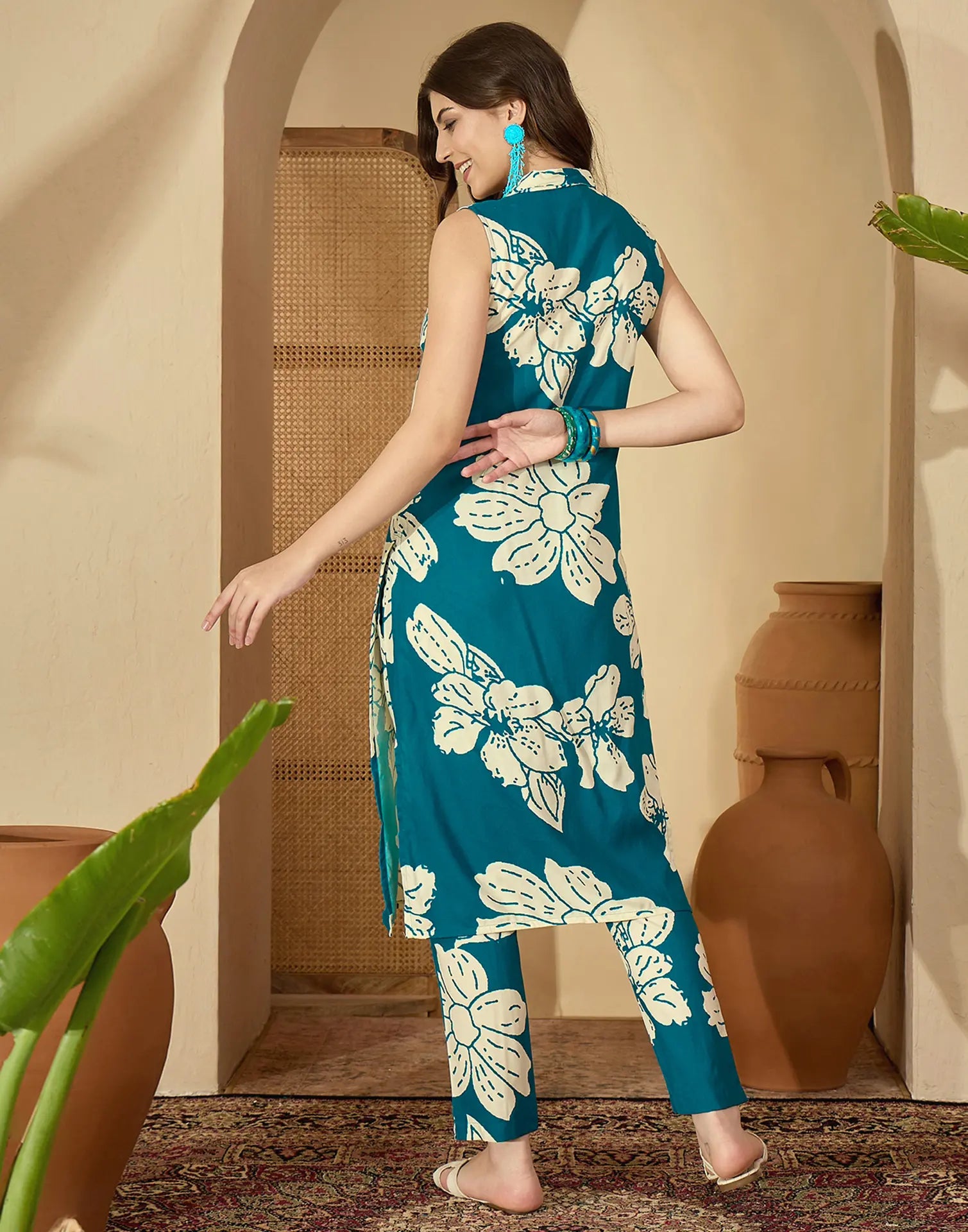 Rayon Printed V-Neck Co-ord Set