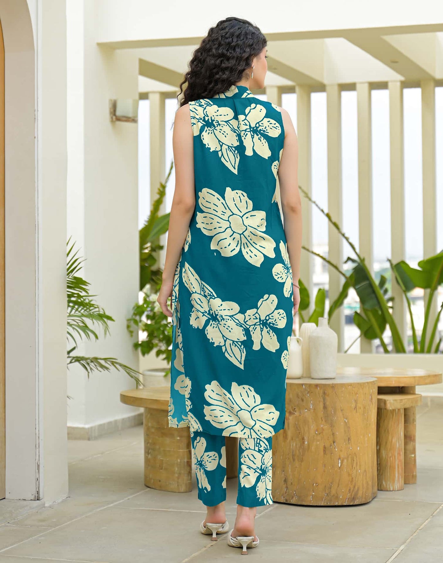 Rayon Printed V-Neck Co-ord Set