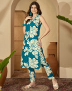Rayon Printed V-Neck Co-ord Set