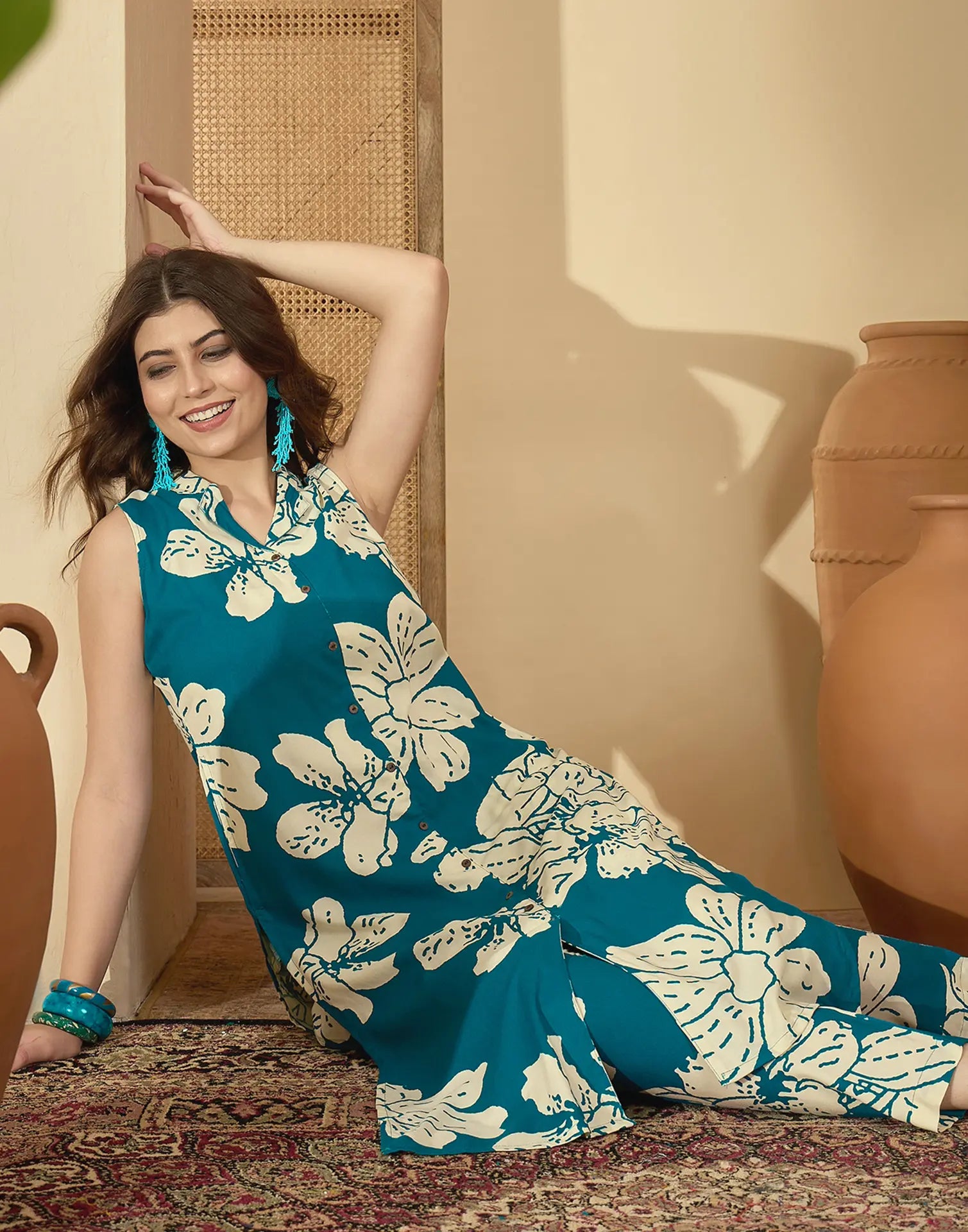 Rayon Printed V-Neck Co-ord Set