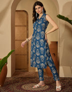 Cotton Blend Printed V-Neck Co-ord Set
