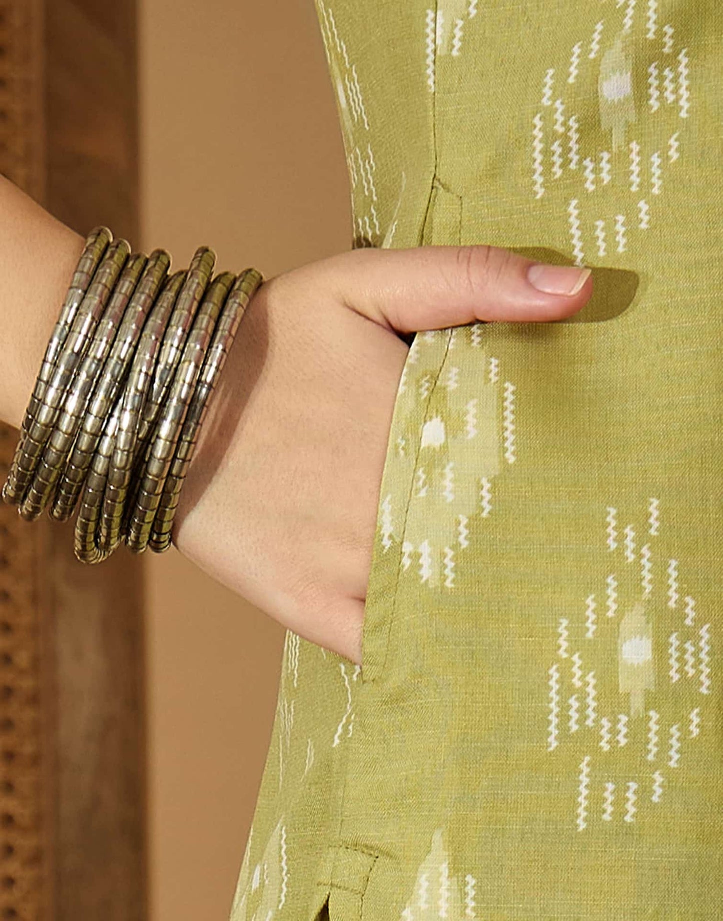 Cotton Blend Printed V-Neck Co-ord Set