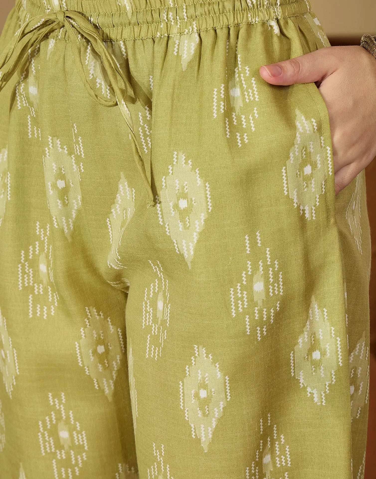 Cotton Blend Printed V-Neck Co-ord Set