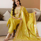 Yellow Silk Embroidered Straight Kurta Set with Pant & Dupatta for Women under 1299