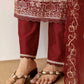 Maroon Silk Embroidered Straight Kurta Set with Pant & Dupatta for Women