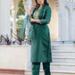 Silk Blend Embroidery and Sequins Work Straight Kurta with Pant & Dupatta