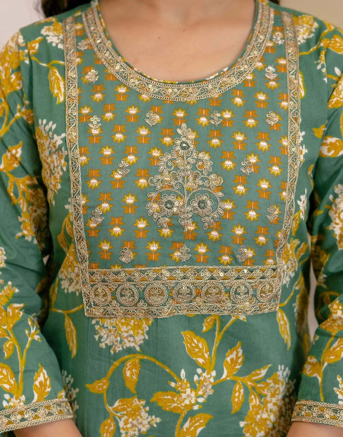 Cotton Printed Straight Kurta with Pant & Dupatta