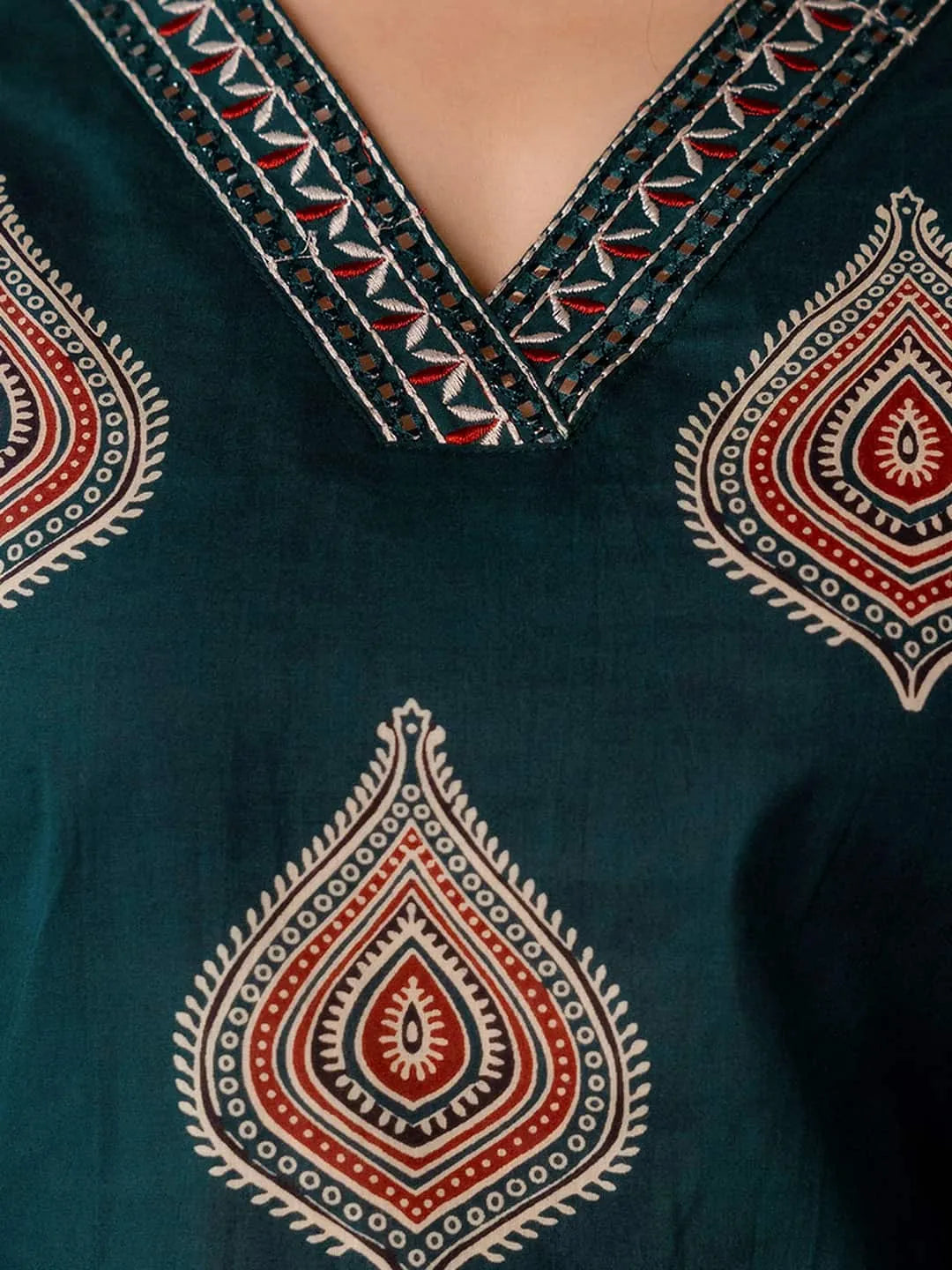 Affordable Cotton Printed V-Neck Kurta Set with Pant & Dupatta for Women under 999