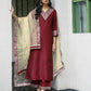 Silk Blend Sequins Embroidery Lace Straight Kurta with Pant & Dupatta