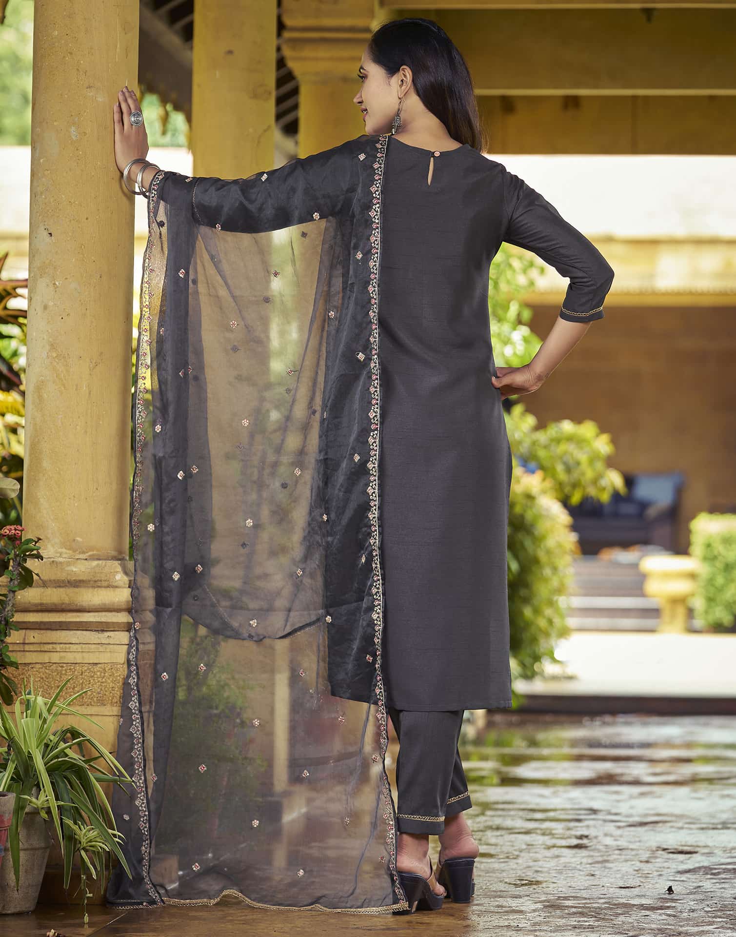 Straight cuts silk kurta set for women with pant dupatta under 1299