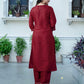 Maroon silk straight kurta set with dupatta under 799 festive wear