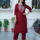 Maroon silk straight kurta set with dupatta under 799 festive wear