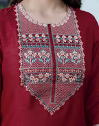 Silk Blend Embroidered Straight 3 Piece Kurta Set
