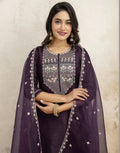 Silk Blend Embroidered Straight 3 Piece Kurta Set