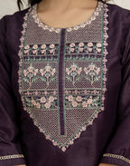 Silk Blend Embroidered Straight 3 Piece Kurta Set