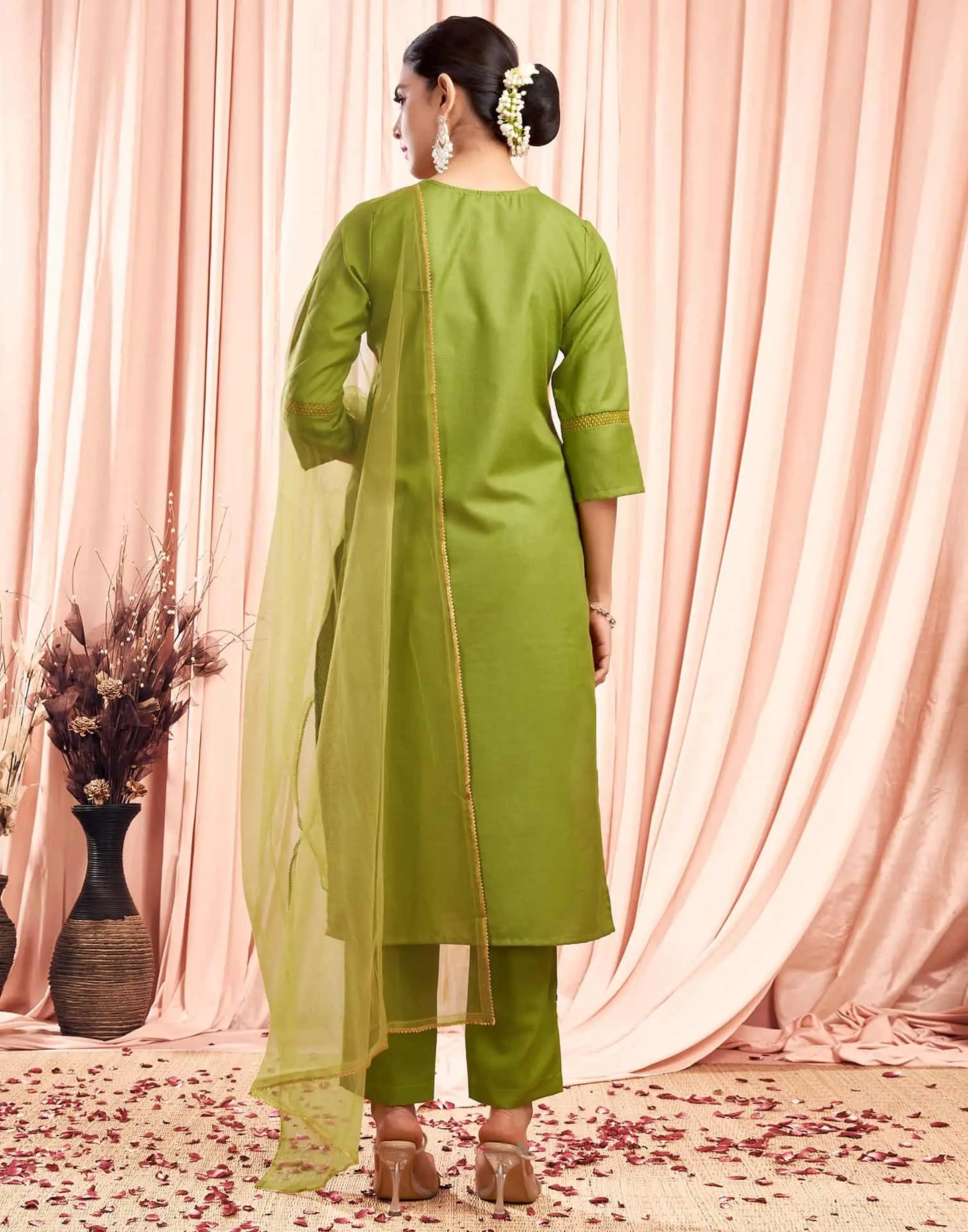 Embroidered Sequence Straight Kurta Set for Women Festive Wear