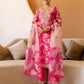 Pink Organza Printed Straight Kurta Set with Pant and Dupatta under 1299 