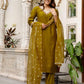 Green Silk Blend Embroidered Straight Kurta with Pant & Dupatta