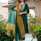 Dark Green Cotton Sequin and Embroidered Straight Kurta Set with Pant & Dupatta for Women