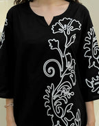 Skylee Cotton Embroidered Round Neck Co-ord Set For Woman
