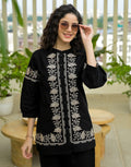 Skylee Cotton Embroidered Mandarin Collar Co-ord Set For Woman